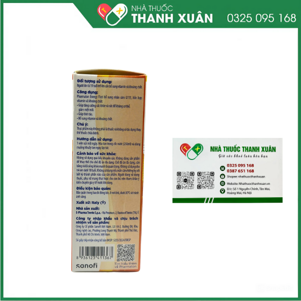 Pharmaton Energy Fizzi bổ sung vitamin và khoáng chất